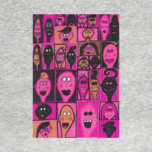 29 Faces in Pink and Black by JaySnellingArt